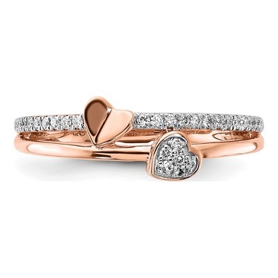 14K Rose Gold 1/8 ct tw Diamond Two Hearts Ring – view 6