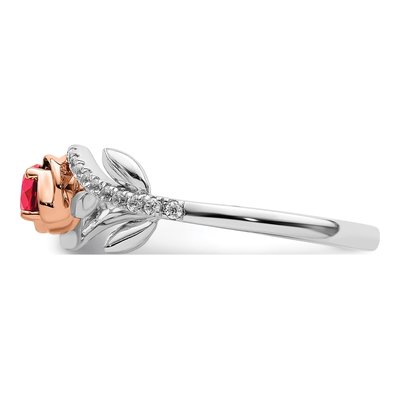 14K Two-Tone Gold 1/10 ct tw Ruby & Diamond Floral Ring – view 4