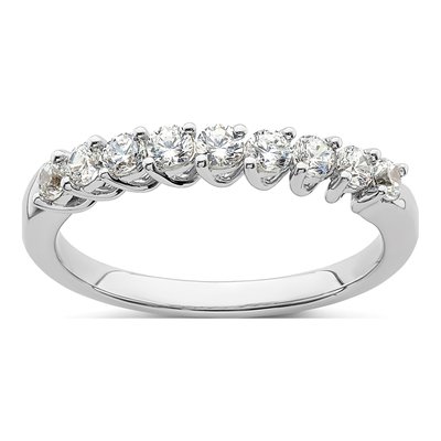 14K White Gold 1/2 ct tw Lab-Grown Diamond Nine Fashion Wedding Band