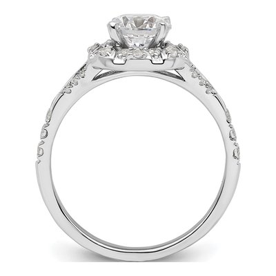 14K White Gold Lab-Grown Diamond Halo Engagement Ring Semi-Mount – view 3