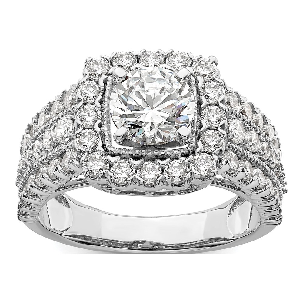 14K White Gold Lab-Grown Diamond Center Engagement Ring Semi-Mount