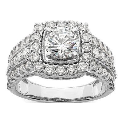 14K White Gold Lab-Grown Diamond Center Engagement Ring Semi-Mount