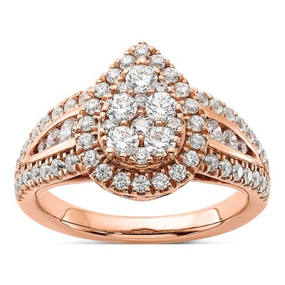 14K Rose Gold 1 1/4 ct tw Lab-Grown Diamond Cluster Ring