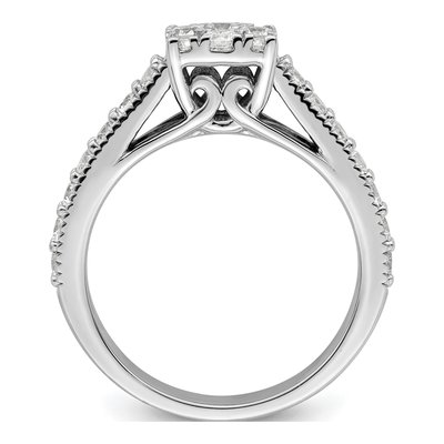 14K White Gold 1 ct tw Lab-Grown Diamond Cluster Engagement Ring – view 2