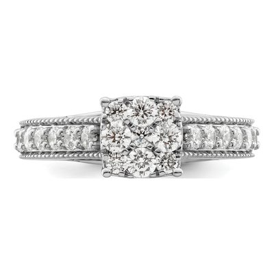 14K White Gold 1 ct tw Lab-Grown Diamond Cluster Engagement Ring – view 4