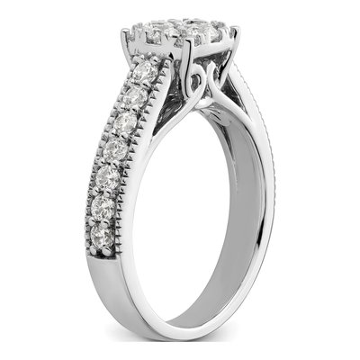 14K White Gold 1 ct tw Lab-Grown Diamond Cluster Engagement Ring – view 6