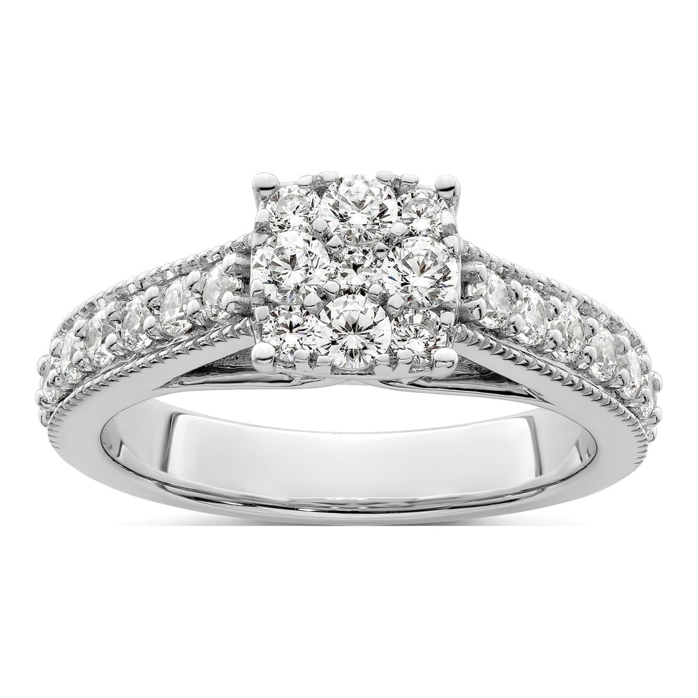 14K White Gold 1 ct tw Lab-Grown Diamond Cluster Engagement Ring