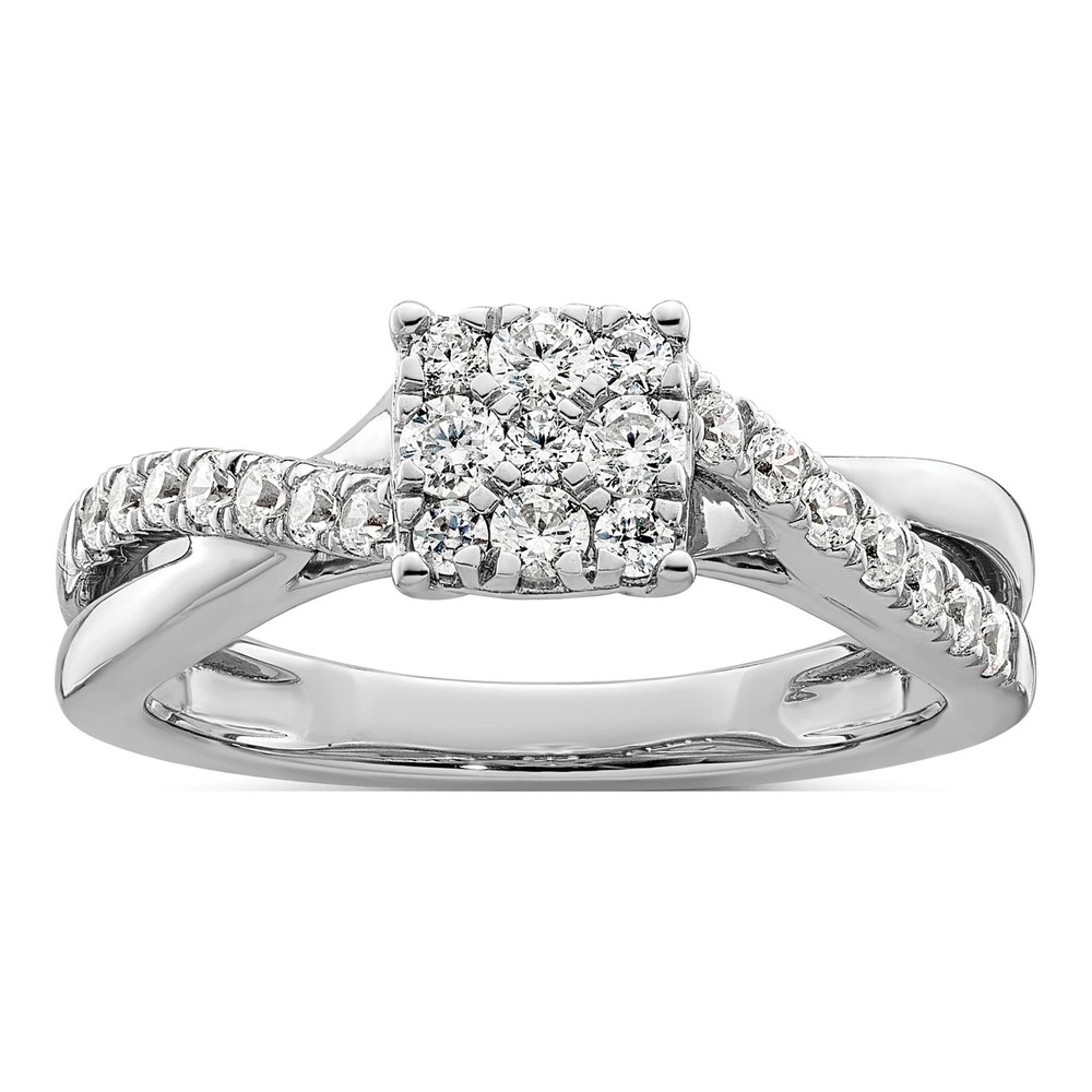 14K White Gold 1/2 ct tw Lab-Grown Diamond Cluster Ring