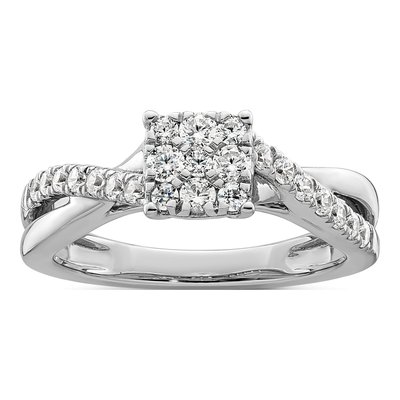 14K White Gold 1/2 ct tw Lab-Grown Diamond Cluster Ring