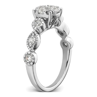 14K White Gold 3/4 ct tw Lab-Grown Diamond Cluster Ring – view 7