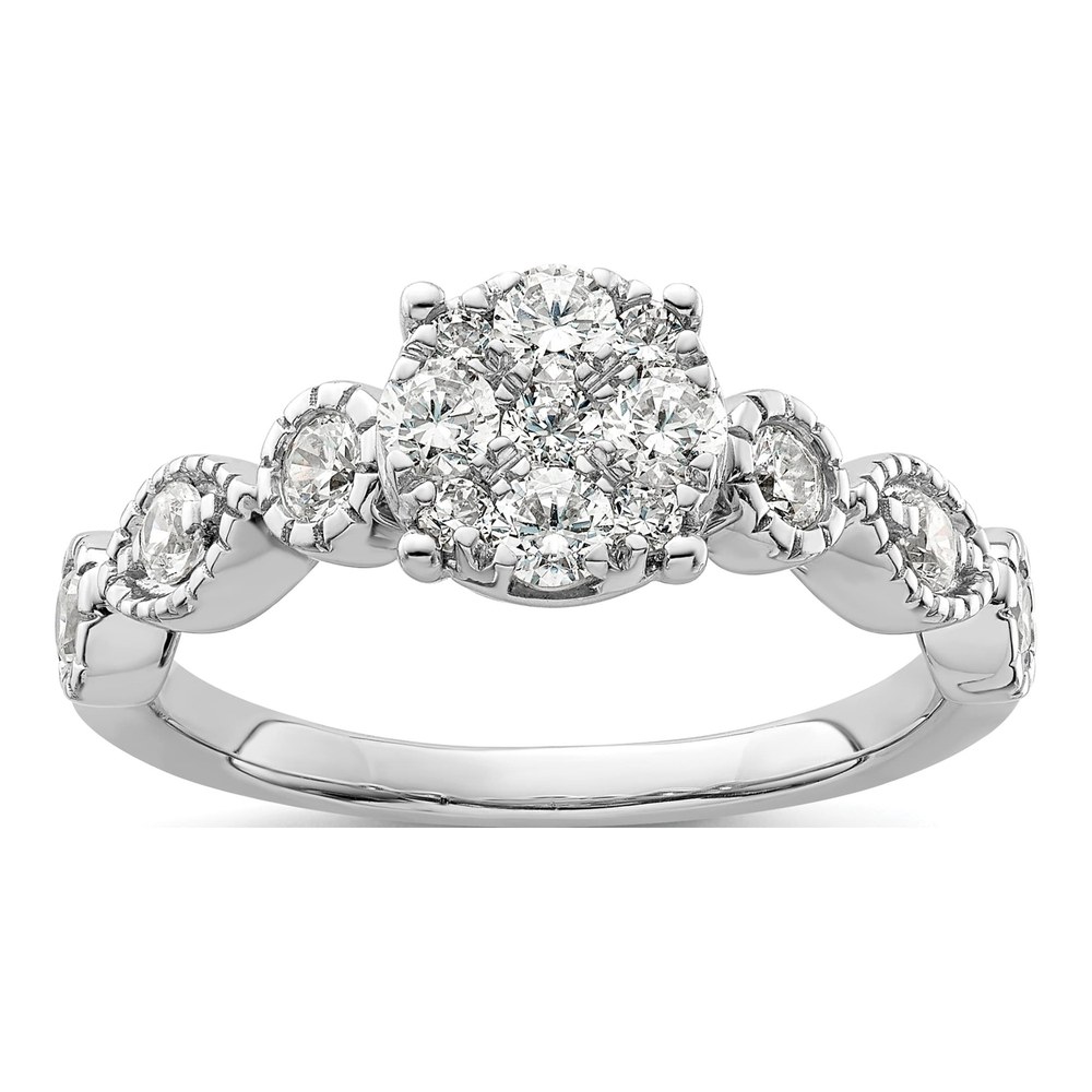 14K White Gold 3/4 ct tw Lab-Grown Diamond Cluster Ring