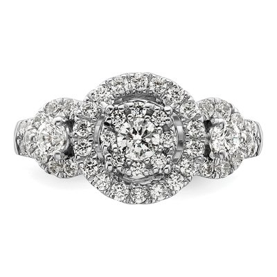 14K White Gold 1 ct tw Lab-Grown Diamond Cluster Engagement Ring – view 4