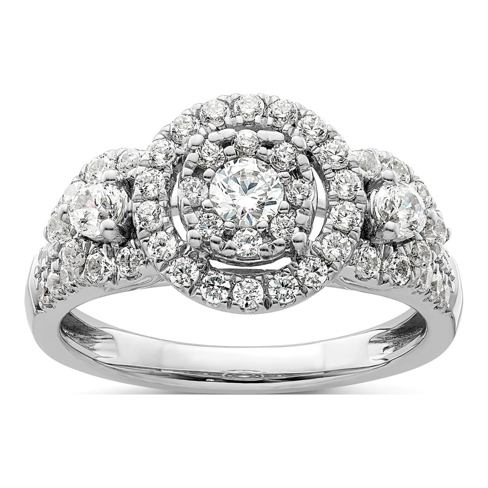 14K White Gold 1 ct tw Lab-Grown Diamond Cluster Engagement Ring
