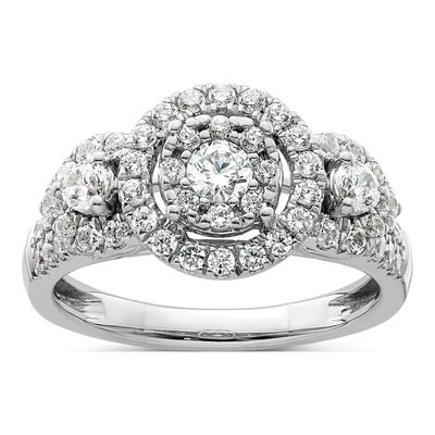 14K White Gold 1 ct tw Lab-Grown Diamond Cluster Engagement Ring