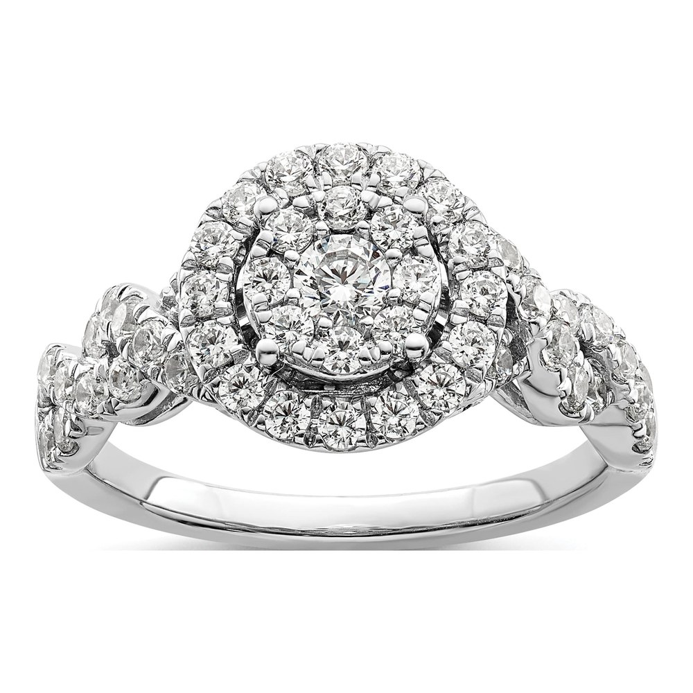 14K White Gold 1 ct tw Lab-Grown Diamond Cluster Ring