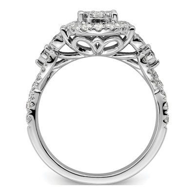 14K White Gold 1 ct tw Lab-Grown Diamond Cluster Ring – view 2