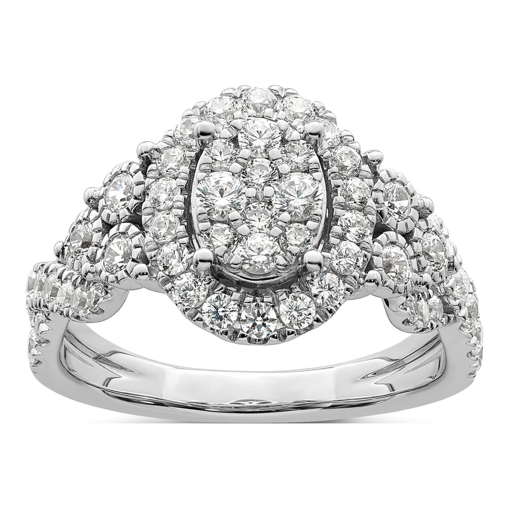 14K White Gold 1 ct tw Lab-Grown Diamond Cluster Ring