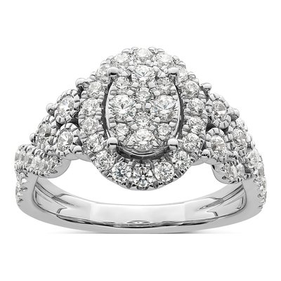 14K White Gold 1 ct tw Lab-Grown Diamond Cluster Ring