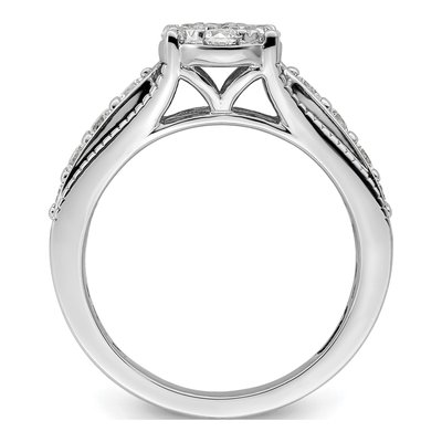 14K White Gold 1 ct tw Lab-Grown Diamond Cluster Ring – view 2