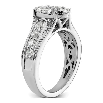 14K White Gold 1 ct tw Lab-Grown Diamond Cluster Ring – view 6