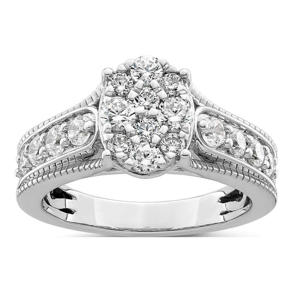 14K White Gold 1 ct tw Lab-Grown Diamond Cluster Ring