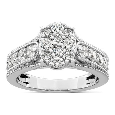 14K White Gold 1 ct tw Lab-Grown Diamond Cluster Ring