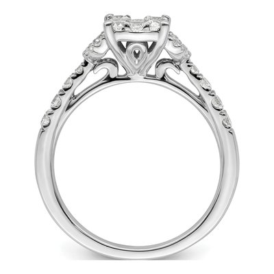 14K White Gold 3/4 ct tw Lab-Grown Diamond Cluster Engagement Ring – view 2