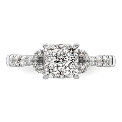 14K White Gold 3/4 ct tw Lab-Grown Diamond Cluster Engagement Ring – view 4