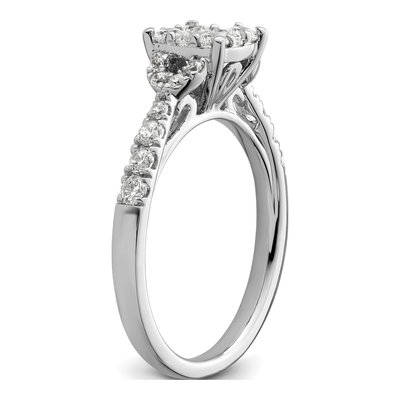 14K White Gold 3/4 ct tw Lab-Grown Diamond Cluster Engagement Ring – view 6