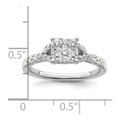 14K White Gold 3/4 ct tw Lab-Grown Diamond Cluster Engagement Ring – view 7