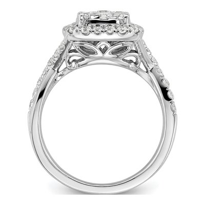 14K White Gold 1 ct tw Lab-Grown Diamond Cluster Engagement Ring – view 2