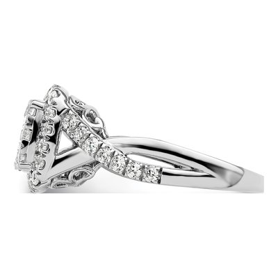 14K White Gold 1 ct tw Lab-Grown Diamond Cluster Engagement Ring – view 3