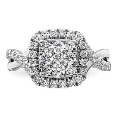 14K White Gold 1 ct tw Lab-Grown Diamond Cluster Engagement Ring – view 4