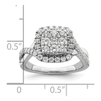 14K White Gold 1 ct tw Lab-Grown Diamond Cluster Engagement Ring – view 7