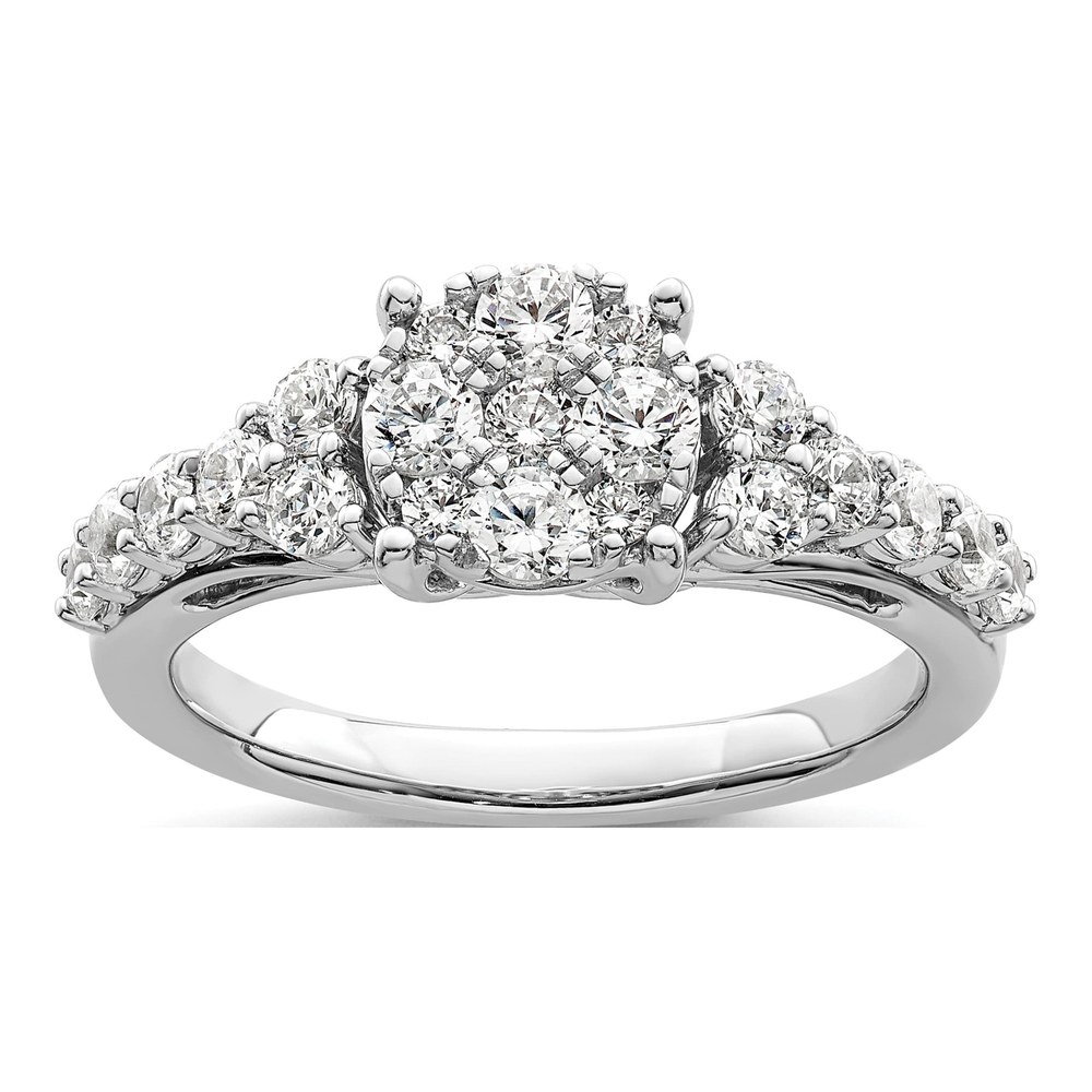 14K White Gold 1 ct tw Lab-Grown Diamond Cluster Ring