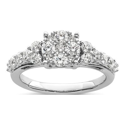 14K White Gold 1 ct tw Lab-Grown Diamond Cluster Ring