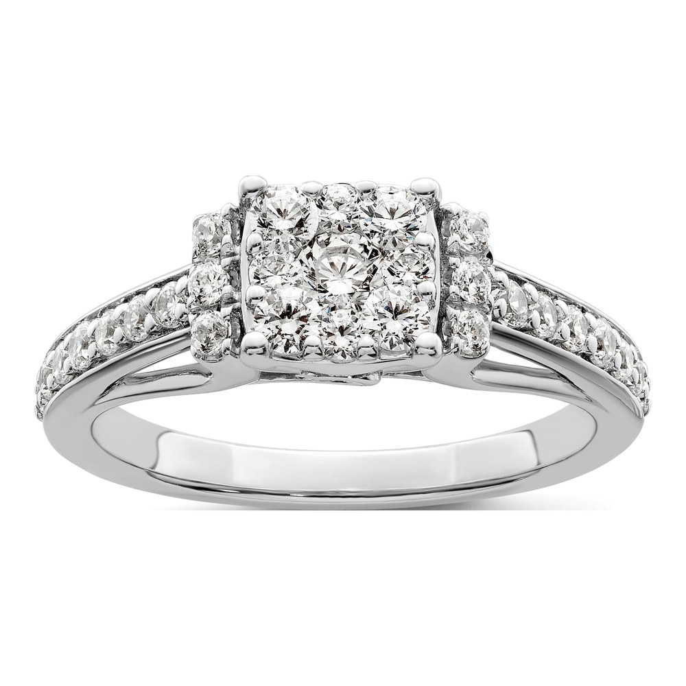 14K White Gold 3/4 ct Lab Grown Diamond Cluster Ring