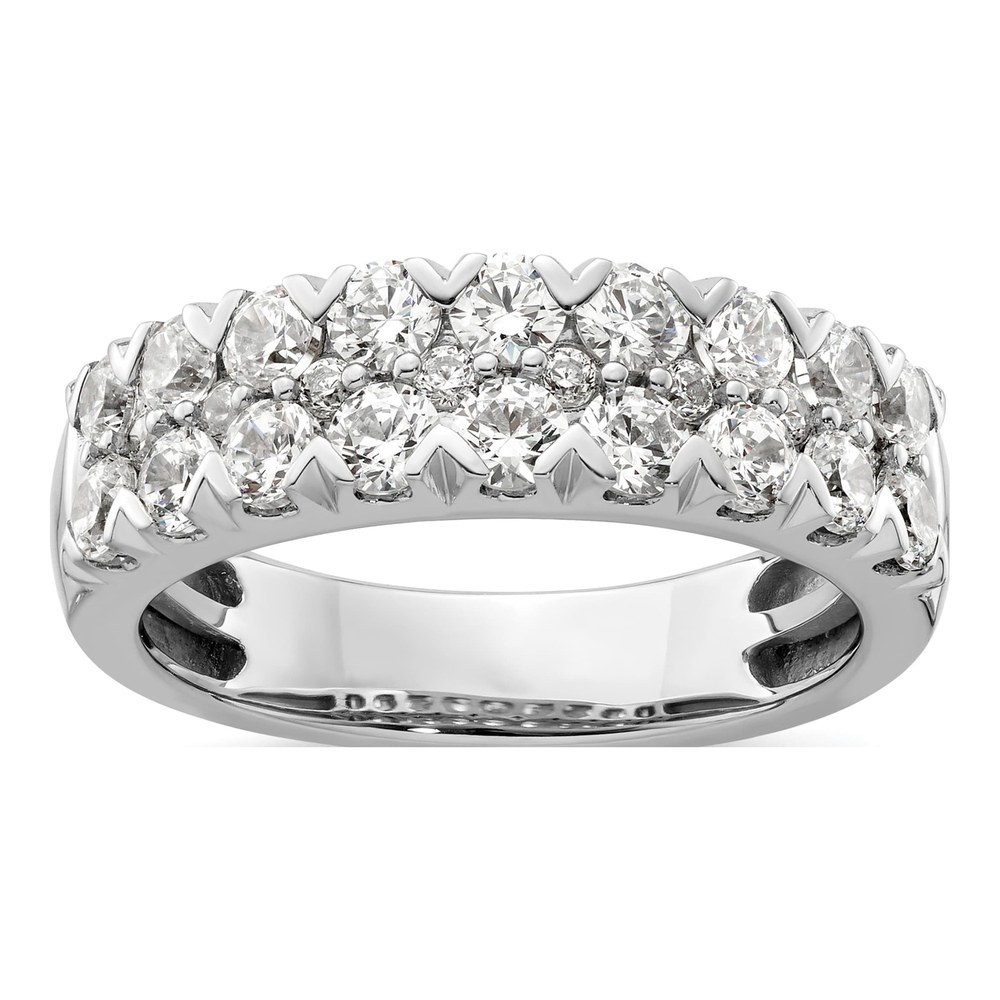 14K White Gold 1 1/2 ct tw Lab-Grown Diamond Double Row Ring