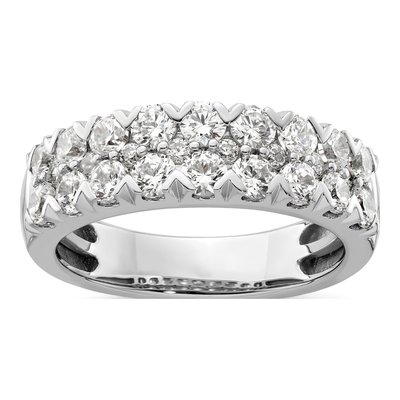 14K White Gold 1 1/2 ct tw Lab-Grown Diamond Double Row Ring
