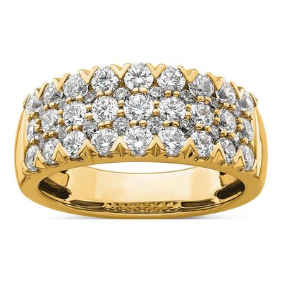 14K Yellow Gold 1 1/2 ct tw Lab-Grown Diamond Triple Row Ring