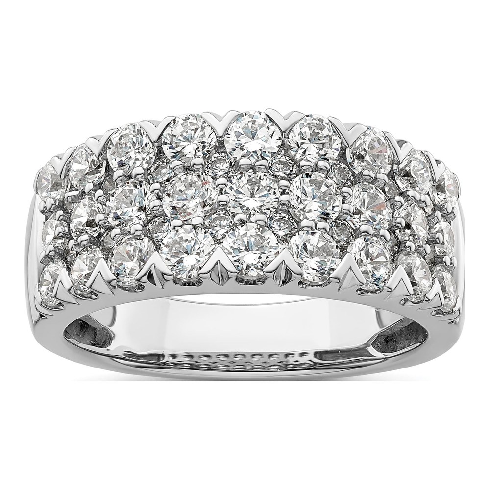 14K White Gold 2 ct tw Lab-Grown Diamond Triple Row Ring