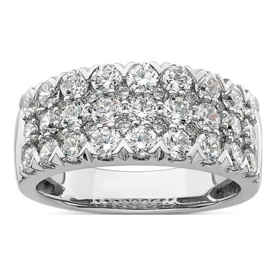 14K White Gold 2 ct tw Lab-Grown Diamond Triple Row Ring