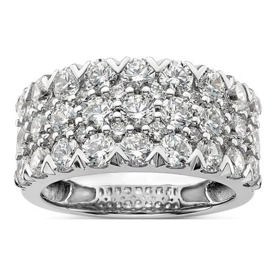 14K White Gold 3 ct tw Lab-Grown Diamond Triple Row Fashion Ring