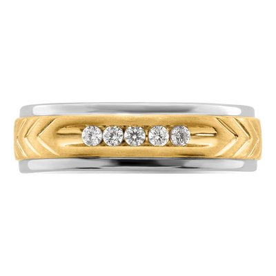 Men's 14K Two-Tone Gold 1/6 ct tw Diamond Channel Ring – view 5