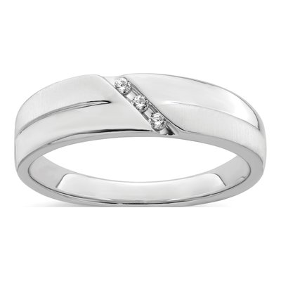 Men's 14K White Gold 1/20 ct tw Diamond 3-Stone Ring