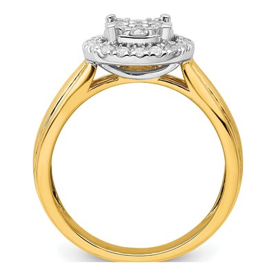 14K Two-Tone Gold 1/2 ct tw Lab-Grown Diamond Cluster Engagement Ring – view 2