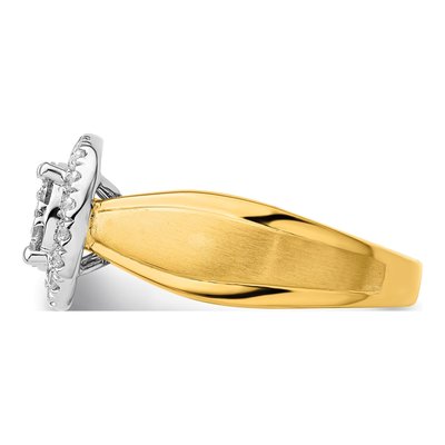 14K Two-Tone Gold 1/2 ct tw Lab-Grown Diamond Cluster Engagement Ring – view 3