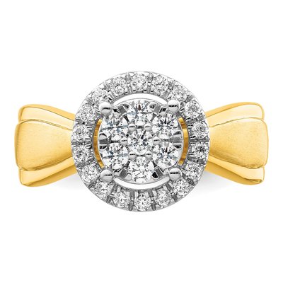 14K Two-Tone Gold 1/2 ct tw Lab-Grown Diamond Cluster Engagement Ring – view 4