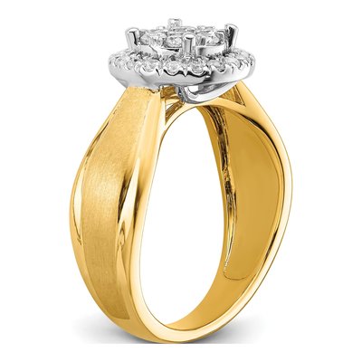 14K Two-Tone Gold 1/2 ct tw Lab-Grown Diamond Cluster Engagement Ring – view 6