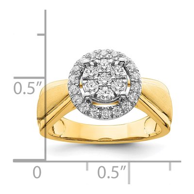 14K Two-Tone Gold 1/2 ct tw Lab-Grown Diamond Cluster Engagement Ring – view 7